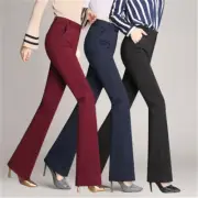 Women High Waist Bootcut Flare Pants Slacks Dress Trousers Wide Leg Work