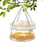Flat Clothes Drying Rack | 2-Tier Foldable Drying Rack with Hook | Space Saving Laundry Flat Mesh Basket Dry Hanger for Clothes