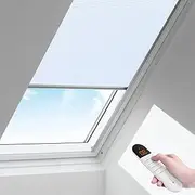 Motorized Cellular Shades Hard-Wired Cordless Honeycomb Blinds Full Blackout Fabric Window Shades for Skylight（White） W(60~70) cm×H(80~100) cm