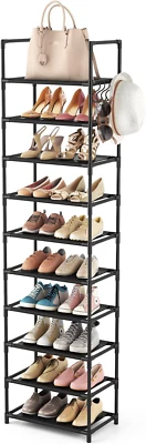 10 Tiers Tall Shoe Rack 20-25 Pairs Boots Organizer Storage Sturdy Narrow Shoe