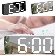 Mirror Digital LED Alarm Clock Time Night Light Thermometer Home Travel