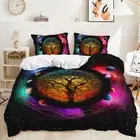Tree of Life Planet Quilt Doona Duvet Cover Bed Set Single Double Queen King