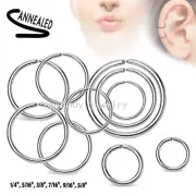 6pcs. Wholesale Surgical Steel Seamless Hoop Labret Septum Ears Tragus Nose Ring