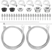 Yauhar 42Pcs 3 Size Bicycle Hub Flanged Axle Nut and Safety Washer Kit with Universal Bike Brake Cable Gear Shifter Cable Wire for Road and MTB Bike