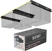 HANDT Overhead Garage Storage Rack, Garage Ceiling Storage Racks, Garage Storage Bin Organization System, Heavy Duty Metal Overhead Bin Rack For Container, Supports Most Storage Bins, 4 Sets Black