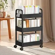 3 Tier Storage Trolley Cart | Rolling Utility Storage Cart | Mobile Rolling Trolley | Space-Saving Mobile Shelving Organizer | for Kitchen, Bathroom, Laundry Room, Bedroom | 69x33x22cm