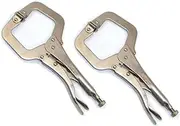 NUZAMAS Set of 2 Locking C-Clamp 11" Inches with Swivel Pads Steel Plier Vice C Clamp 275mm Welding Vise Tools