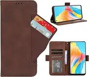 [GoshukunTech] Phone Cover for Oppo A78 4G Wallet Case[ 5 Card Slots Leather Wallet ] Soft TPU Inner Case Flip Cover Stand Feature[Not Fit for Oppo A78 5G]-Dark Brown