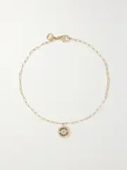 [Marlo Laz] Marlo Laz - Wee Porte Bonheur Coin 14-karat Gold, Enamel And Sapphire Anklet - One size One size Gold