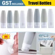 AU Reusable 12X 60/90ml Travel Bottle Set Silicone Travel Bags Airport Approved