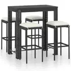 5-Piece Outdoor Bar Set Garden Patio Dining Stools Chairs Table Rattan Furniture