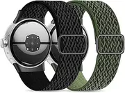 2 Pack Stretchy Nylon Loop Bands Compatible with Google Pixel Watch 2 Band/Pixel Watch Band - Upgraded Stainless Steel Lugs - Elastic Braided Adjustable Replacement Sport Straps for Women Men