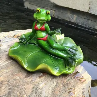 園藝擺件 庭院佈置 花園擺件 戶外擺件水缸造景魚缸魚池裝飾造景戶外花園創意仿真鴨子青蛙流水漂浮擺件