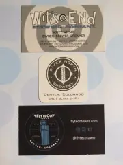 3 Brewery Business Cards: WIT'S END, RIVER NORTH, FlyteCo - Colorado Breweries +
