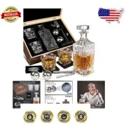 Complete Whiskey Set - 750ml Decanter, Crystal Glasses & Reusable Steel Stones