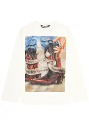Palm Angels Dice Game Distressed Printed Cotton top - White L