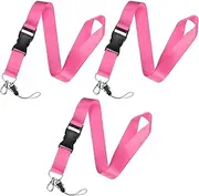 uxcell 3-Pack Breakaway Lanyard for Keys, Pink 1" Wide Keychain Long ID Badges Neck Lanyard Strap with Quick Release Buckle for Man/Woman/Girls/Teacher, ID Holder Folder