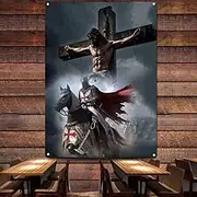 Ancient Military Wall Art Posters Tapestry Templar Knight Banners Crusader Jesus Cross Flags Print Art Canvas Painting Wall Hanging Home Decor