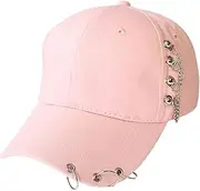 [Eilova Orityle] Unisex Pin Iron Ring Baseball Hat Hip Hop K-Pop Snapback Caps Solid Casual Fitted Trucker Hats Women Outdoors Sun Cap