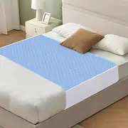 Saddle Style Washable Bed Pad for Incontinence, Waterproof and Reusable Underpad with Tuck-in Sides, Leakage & Sweat Mattress Protector for Adults, Full/Queen 36x60 inch Bed Pads (2 Count,Blue)