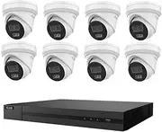 8 Channel 4K NVR Kit with 8X 8MP(4K) AI,Dual IR, Metal 2.8mm Fixed White Turret IP Camera & HDD (HILOOK) (4TB HDD)