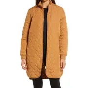 Ilse Jacobsen Isle Jacobsen Long Quilted Jacket in Cashew at Nordstrom, Size 6 Us