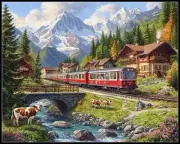 Trains Through the Valley 2 - Chart Counted Cross Stitch Patterns Needlework DMC