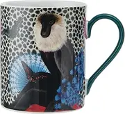 Mikasa x Sarah Arnett Porcelain Mug, Printed Mug for Tea and Coffee, Unique Mug for Gifting, Monkey Print, 350ml - Dishwasher Safe