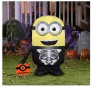 3' Inflatable LED Halloween Minions Dave as Skeleton Yard Decoration