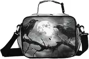 Gothic Crow Branch Insulated Lunch Box for Women Men - Ideal for Work, Picnics - Includes Adjustable Shoulder Strap