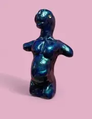 OOAK Mini Blue Fertility Millennial Gaia Earth Goddess Oberon Zell Statue