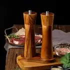 Wooden Manual Sea Salt Jar Kitchen Tool Spice Grinder Salt and Pepper Mill