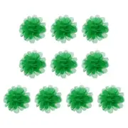 10Pcs 2.8" Chiffon Flowers Fabric Flower Sewing Fabric Appliques Green