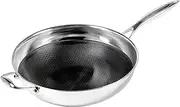 Frieling Black Cube Quick Release Stainless/Nonstick Wok with Helper Handle, 12.5" Stainless