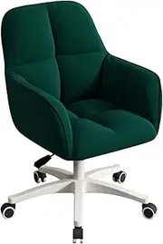 SJIALEN Velvet Home Office Chair, Height Adjustable Bedroom Swivel Desk Chair Comfortable Upholstered Ergonomic Computer Armchair Desk Chairs(Green)