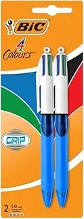 BIC 4 Colours Grip Retractable Ballpoint Pen - 2 Pack
