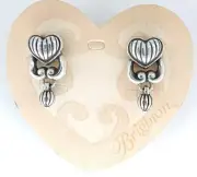Brighton silver plated Heart "Baroness" Earrings NWT- dangle/drop w/ post back
