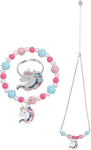 FOYTOKI Theme Jewelry Set Necklace Bracelet Set for Kids Girls Women 3pcs Beaded Necklace Jewelry Kit Cute Design
