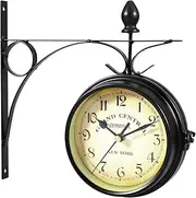 Double Sided Clock Waterproof European-Style Double-Sided Wall Clock Creative Classic Clocks Monochrome for Patio, Garage, Train Station Clock