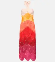 [Farm Rio] Farm Rio Printed cotton and linen midi dress AU 6 orange