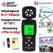SMART SENSOR Digital Anemometer Handheld Air Wind Speed Meter Tester Backlight