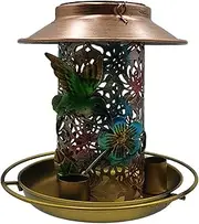 IOIUSKKU Hanging Bird Feeder with Solar Light for Night Glow Comical Garden Lights On Balconies and Courtyards Iron Solar Lantern