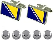 [Select Gifts] Shirt Dress Studs Bosnia & Herzegovina Flag Cufflinks