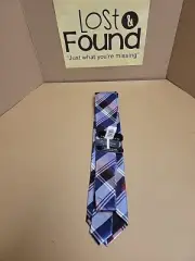 Pionto Uomo Premium Silk Tie Red White Blue Plaid Liquid Repellant Techno-Care