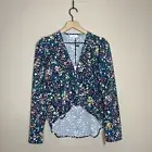 NSR Women’s Size Small Coco Floral Print Hi Low Hem Teal Multi Wrap Top Blouse
