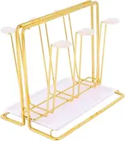 PartyKindom Cup Holder Drying Coffee Bar Mug Stacker Bar Accessories Cup Drainer Stand Cups Organizer Golden