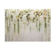 3x5FT 5x7FT 7x10FT Vinyl Pink White Rose Flower Wedding Photography Backdrop Background Studio Prop