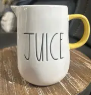 NEW Rae Dunn JUICE Small Pitcher YELLOW Handle NWT