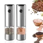 Salt and Pepper Mill Electric Set of 2 with Base, Adjustable Coarseness6454