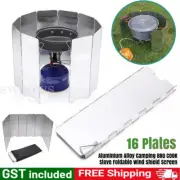 16 Plates Foldable Aluminum Camping Cooker BBQ Gas Stove Wind Shield Screen